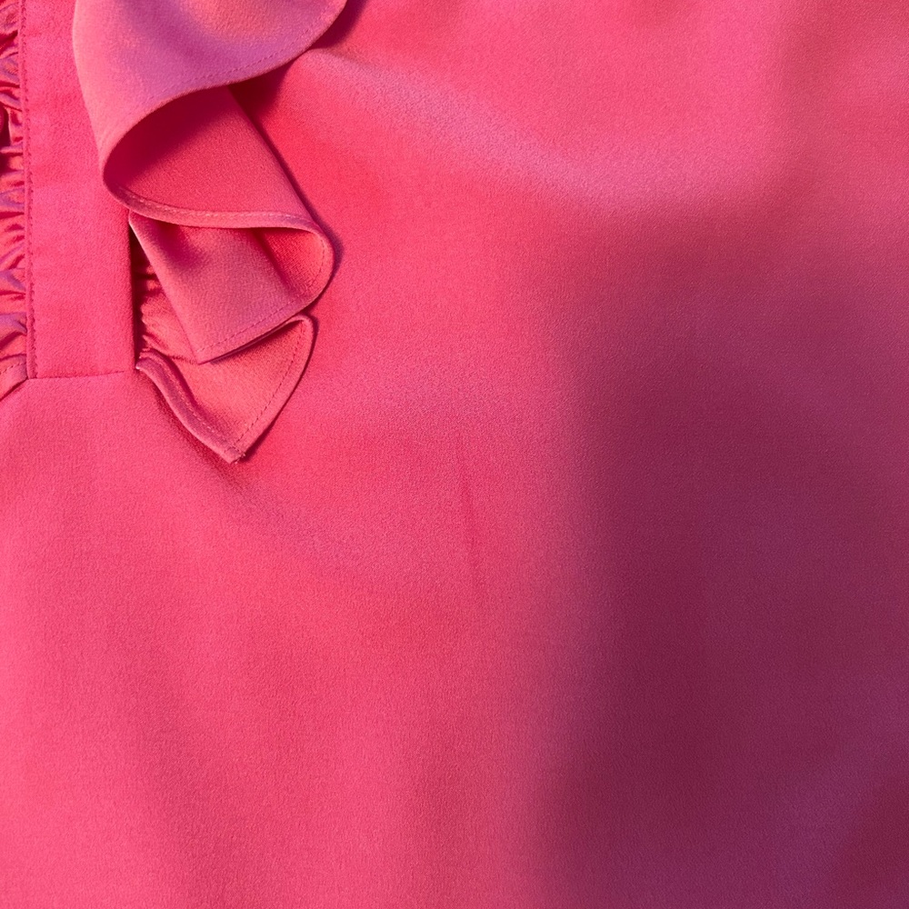J. Crew Vibrant Pink Ruffle Blouse - Picture 4 of 6